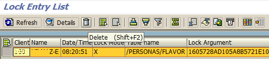remove lock entry on SAP Screen Personas flavor object