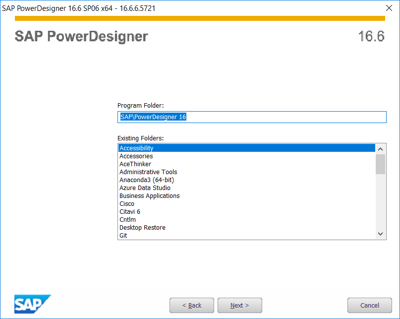 program name for powerdesigner setup