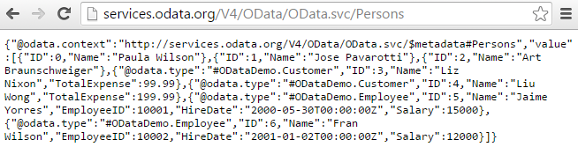 sample Odata service to test on Personas flavor