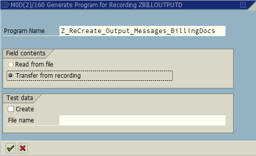 ABAP program properties created for batch input recording