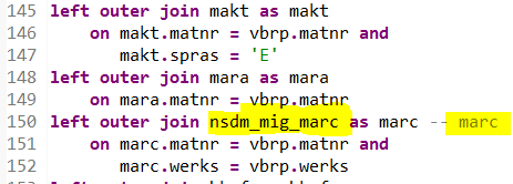 ABAP CDS View SQL code for MARC database table