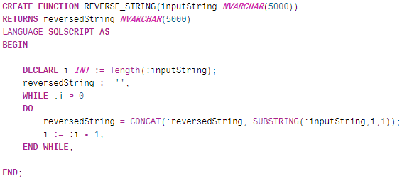 SQLScript Reverse string function