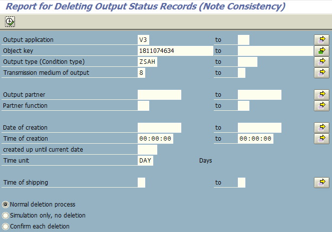 RSCLNAST select screen to delete NAST entries