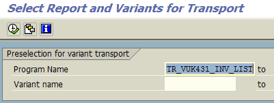 select ABAP program and variant for transport request