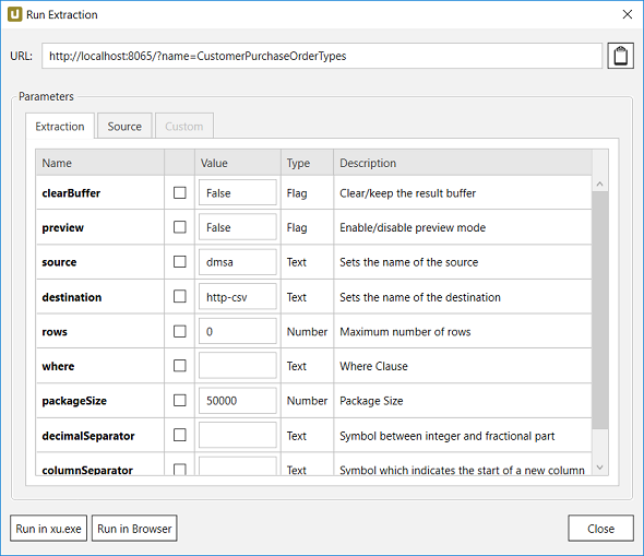 run extraction in browser using Xtract Universal