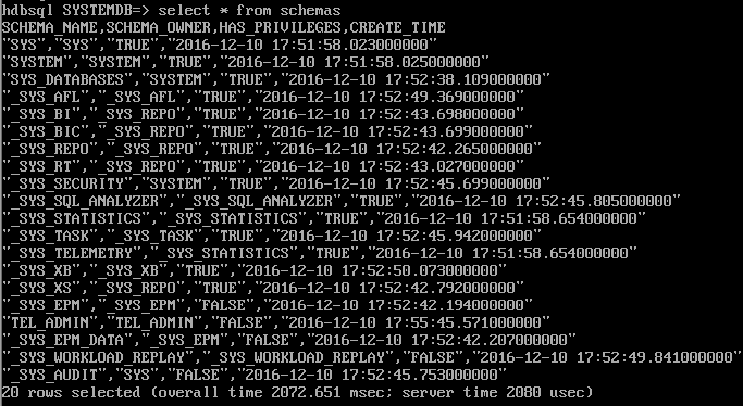 run SELECT command on HANA database using hdbsql utility