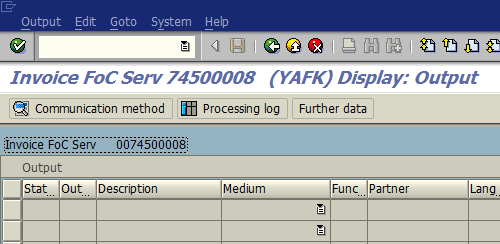 SAP billing document display output messages