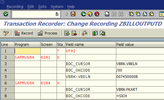 change batch input recordings using transaction recorder
