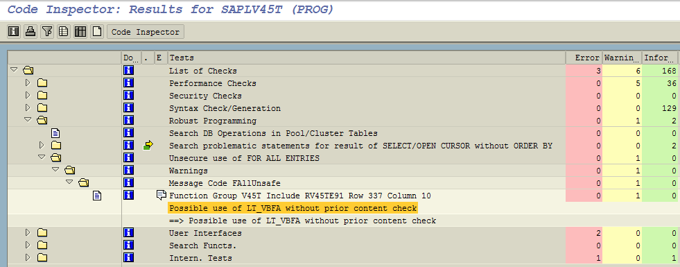 SAP Code Inspector for ABAP program