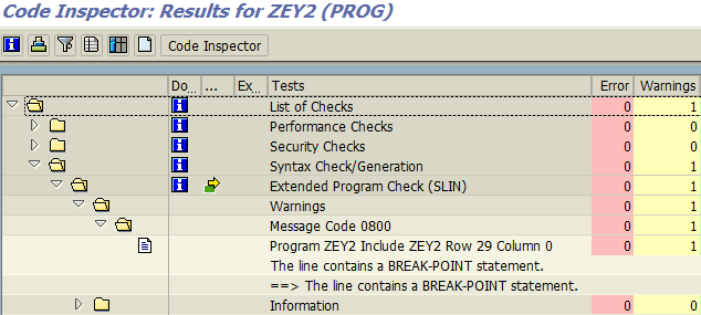 SAP Code Inspector for ABAP Break-Point statement