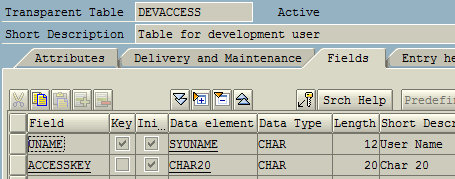 SAP DEVACCESS Table for Development User Keys