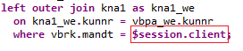 CDS view with session parameter client