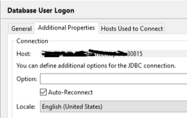 HANA database connection information