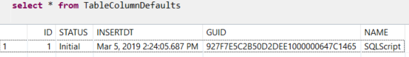 SAP HANA database table data with default values