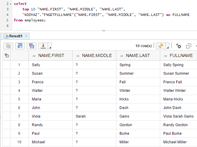 SAP HANA SQLScript function sample code