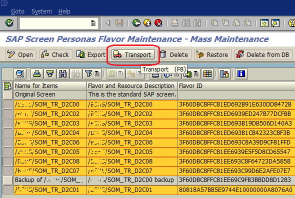 transport multiple flavors using mass maintenance tool