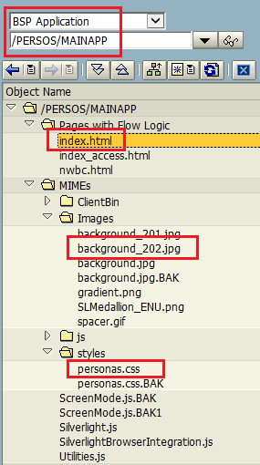 SAP Personas MainApp BSP application codes