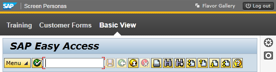 SAP Personas menu options available for users