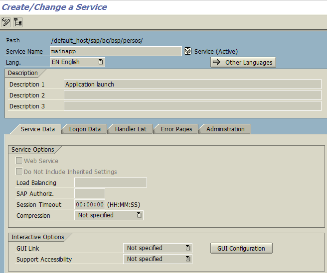 SAP Screen Personas Application launch service