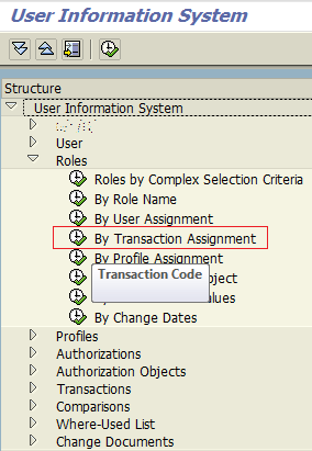 SAP SUIM transaction for transaction role and role users