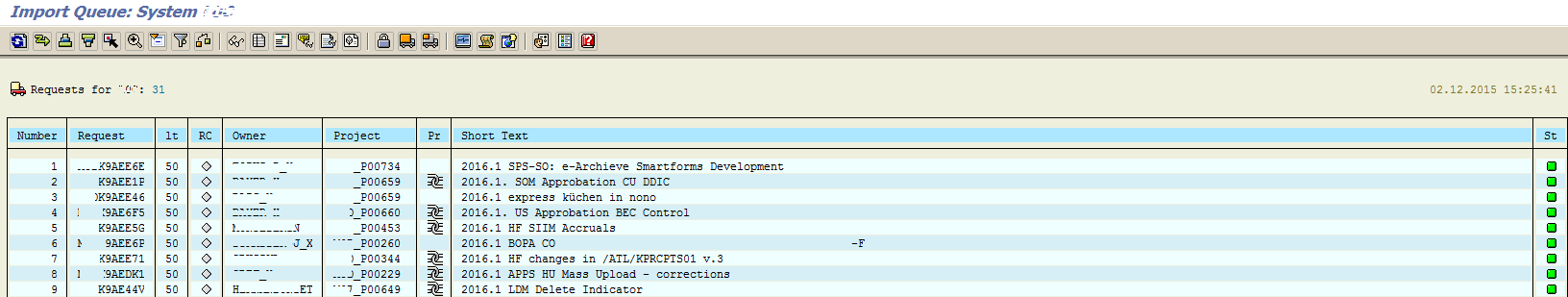 STMS import queue list