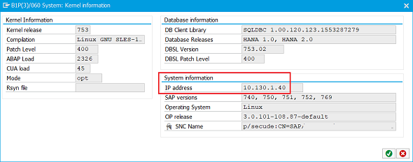 SAP system kernel information