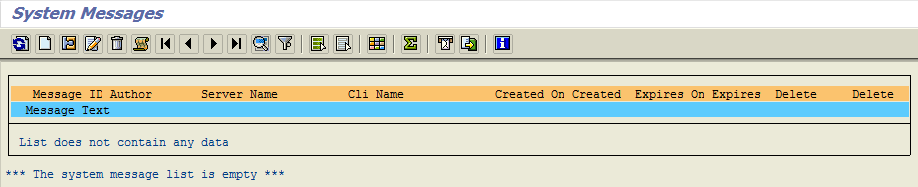 SAP System Messages SM02 transaction screen