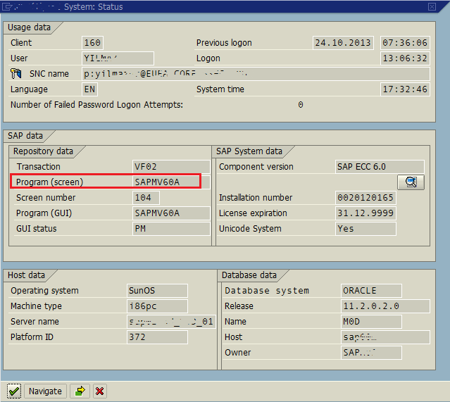 ABAP program SAPMV60A running behind VF02 tcode screen