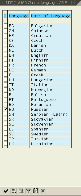 SAP translation languages