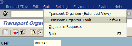 SAP Transport Organizer transaction