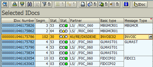 SAP WE02 IDoc list with message type attribute