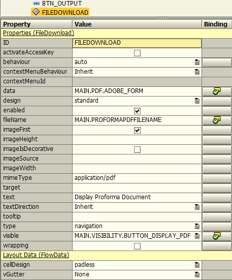 SAP Web Dynpro element FileDownload properties to display Adobe Forms output on browser