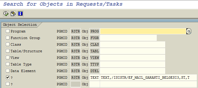 SO10 SapScript Text search in requests/tasks