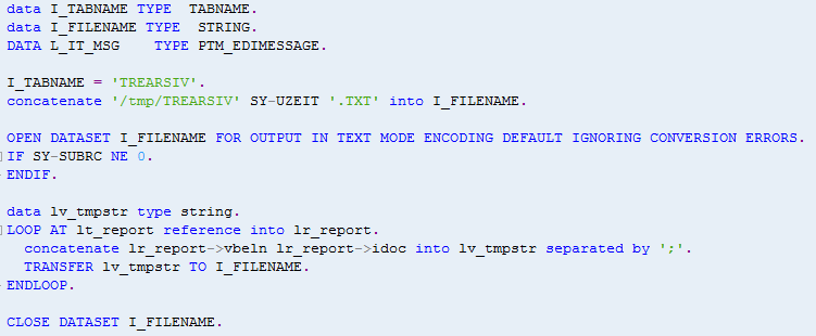 save ABAP internal table data in background