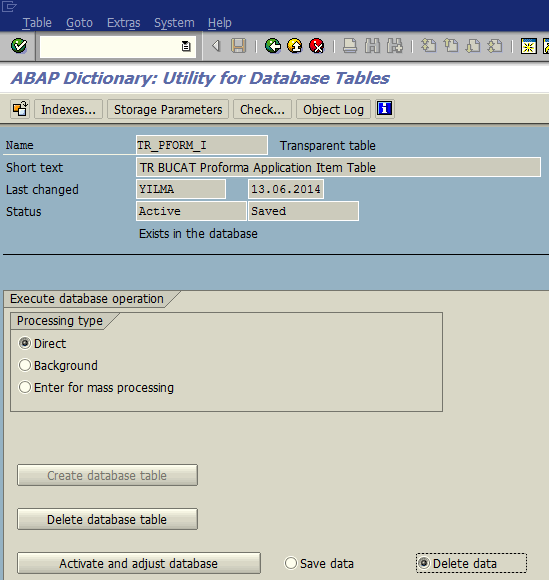 SAP SE14 transaction: Utility for database tables