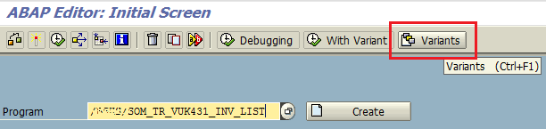 display ABAP program variants