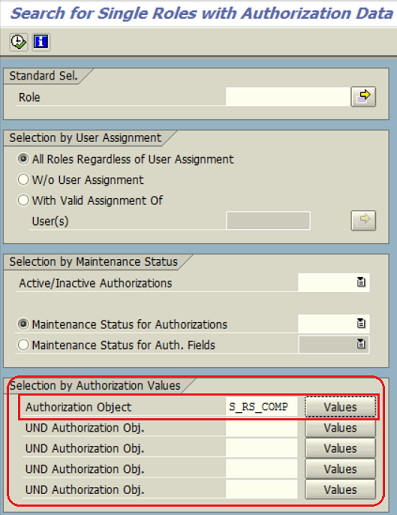 SAP SUIM to search for single roles with ABAP authorization data