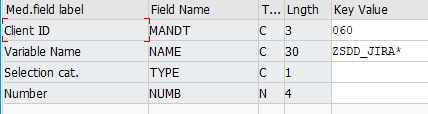 select table data using wildcard characters into transport request