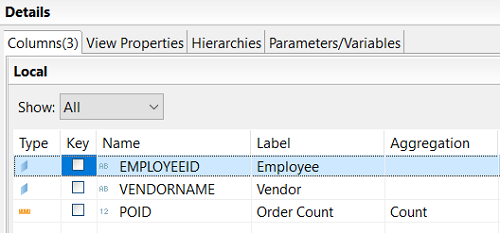 calculation view column labels