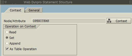 set data context for ALV table using Code Wizard