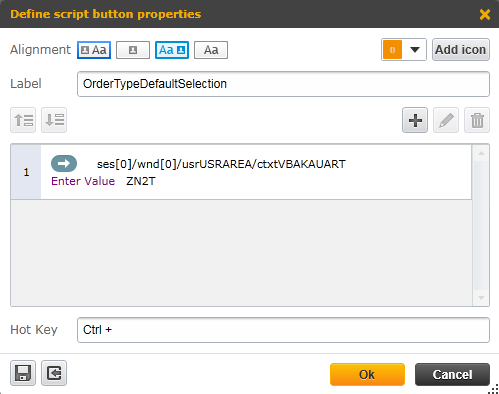 SAP Personas Script Button actions