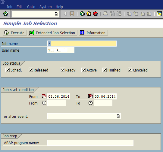 SAP SM37 transaction to display execution of background tasks