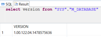 SAP HANA database version using SQL query