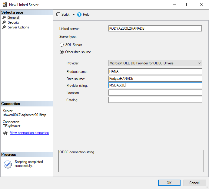 connect to SAP HANA database from SQL Server using Linked Server configuration