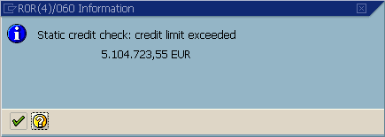 Static credit check: credit limit exceeded