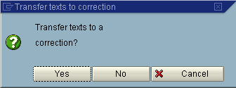 transfer SAP standard texts to correction transport request