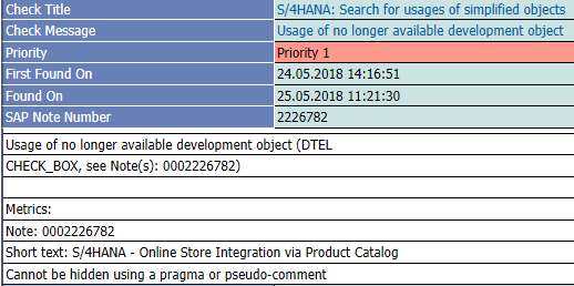 usage of no longer available development object check_box