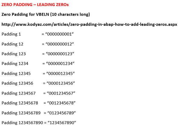 what is zero padding or adding leading zeros in ABAP for SAP developer