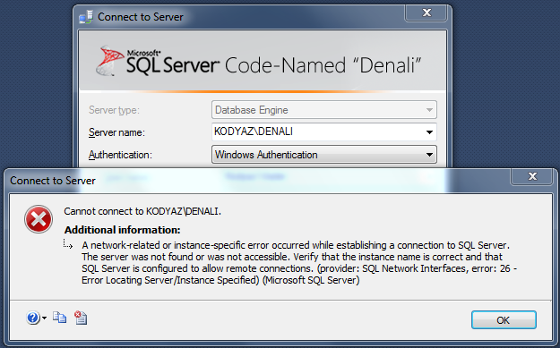 Cannot connect to SQL Server 2011 Denali instance