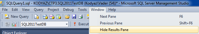 SSMS Hide Results Pane shortcut Ctrl+R is not defined